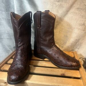 Cody James Black 1978 Men's Chapman Exotic Full-Quill Ostrich Western Boots 9.5D